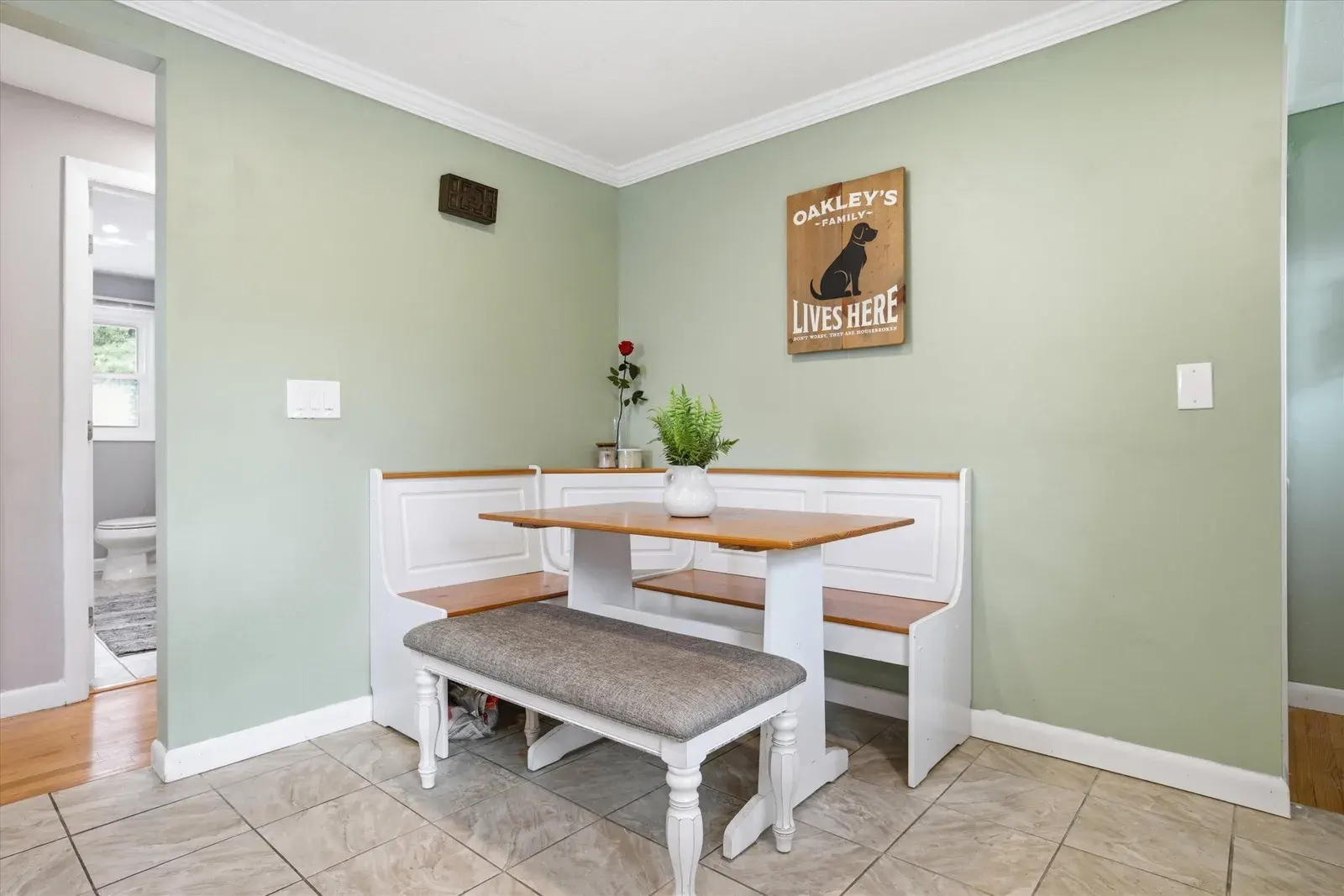Built-in dining nook at 14 Bloomingdale Drive