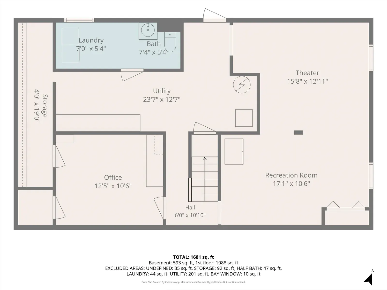 Lower-level floor plan at 14 Bloomingdale Drive