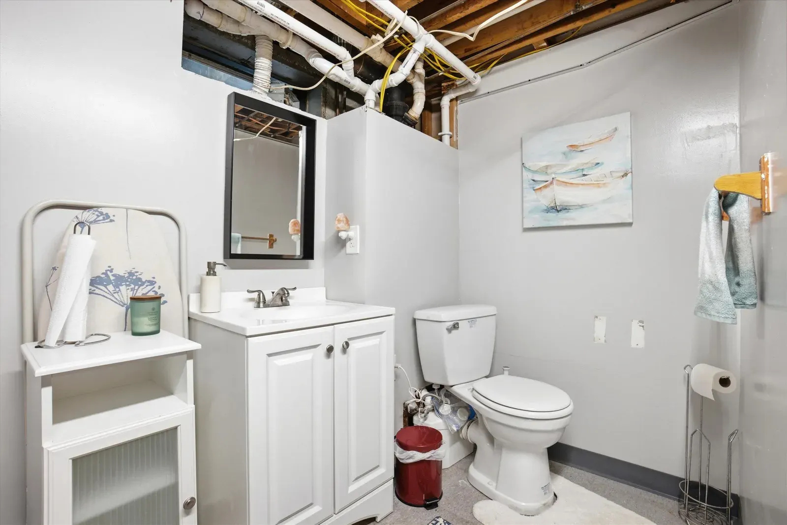 Lower-level half bath at 14 Bloomingdale Drive