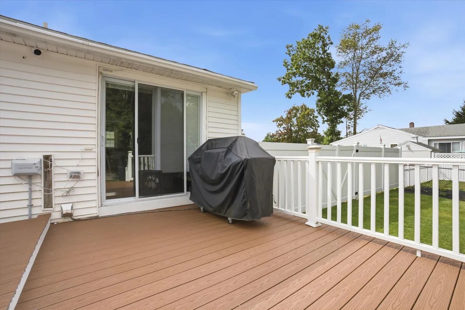 Deck beside the sliding door at 14 Bloomingdale Drive