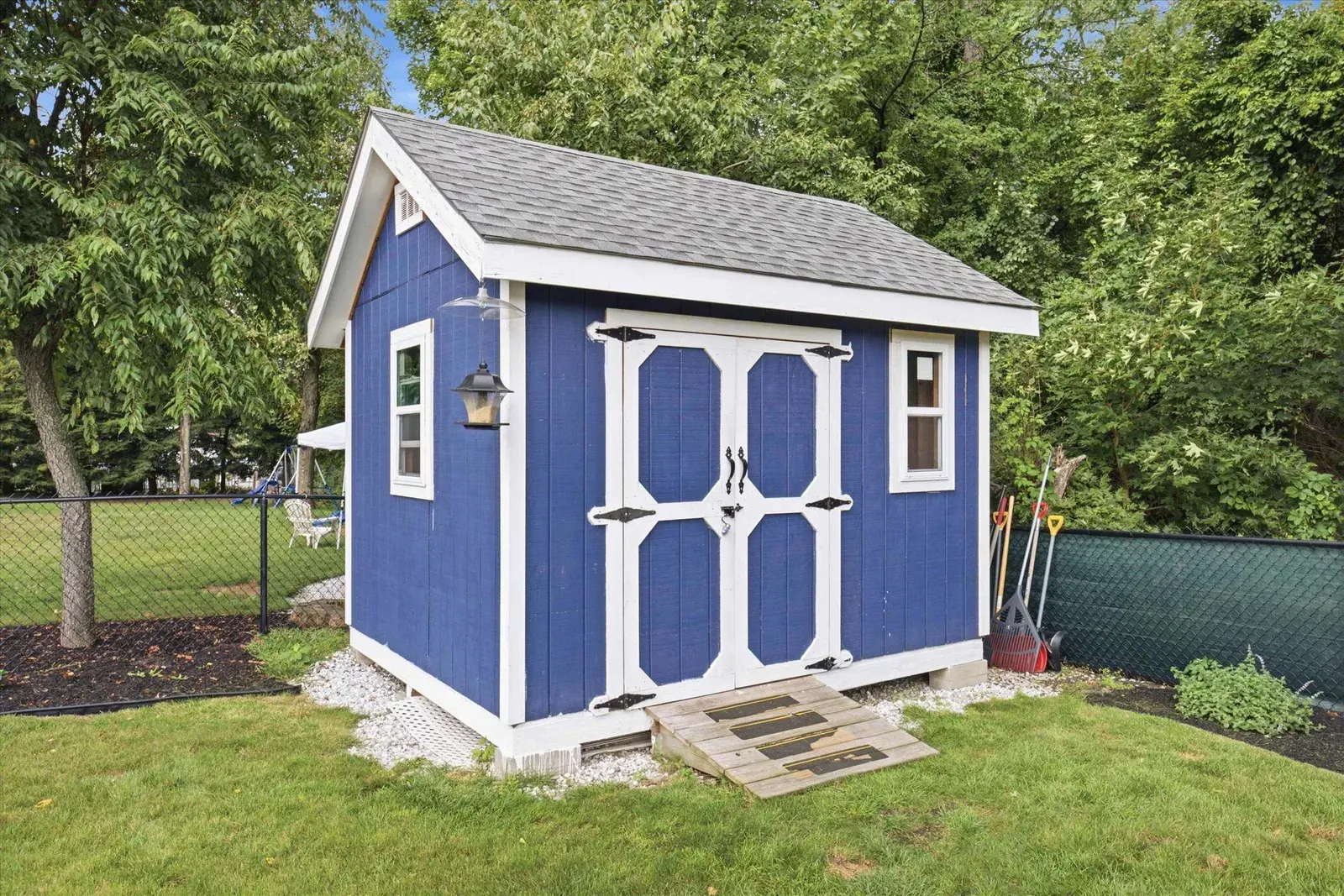 Detached backyard storage shed at 14 Bloomingdale Drive