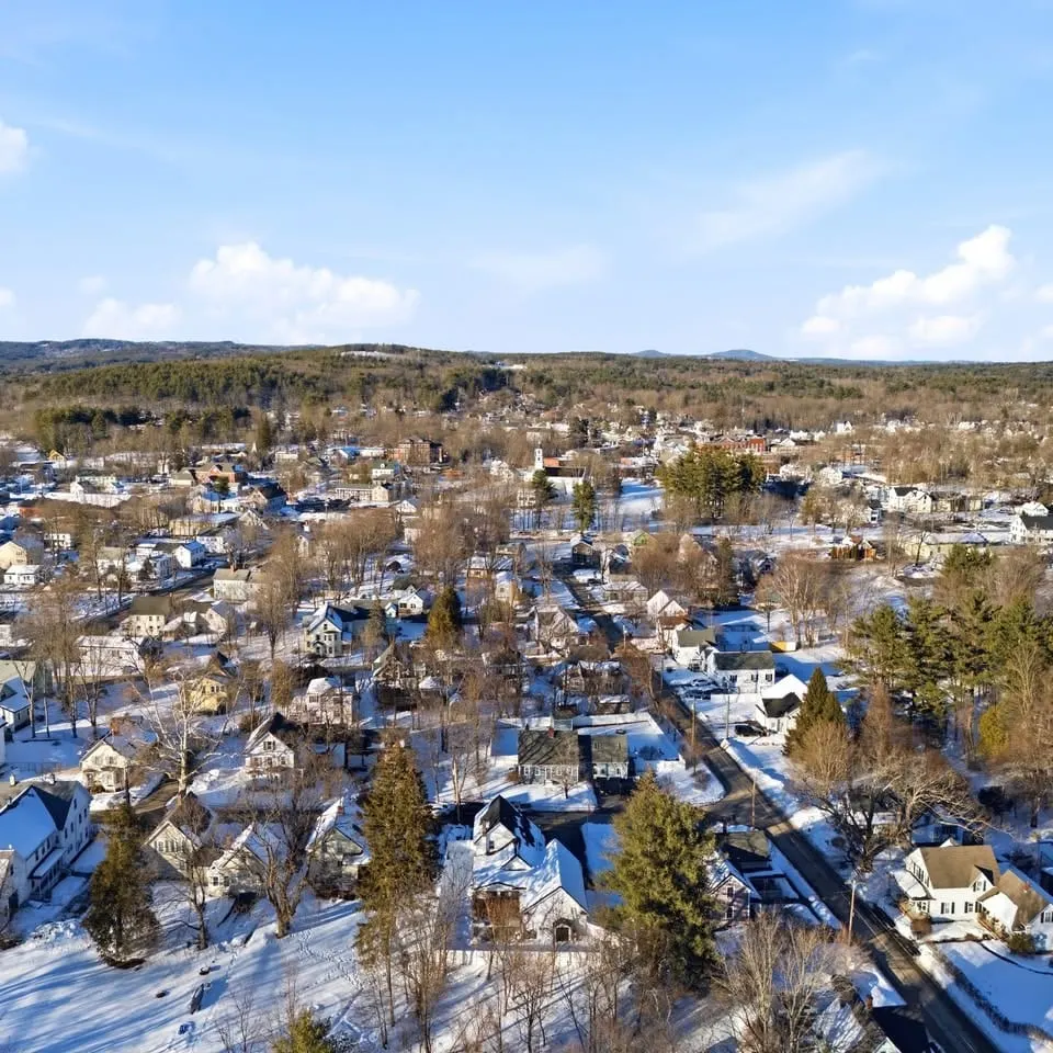 Aerial view of a New Hampshire residential neighborhood