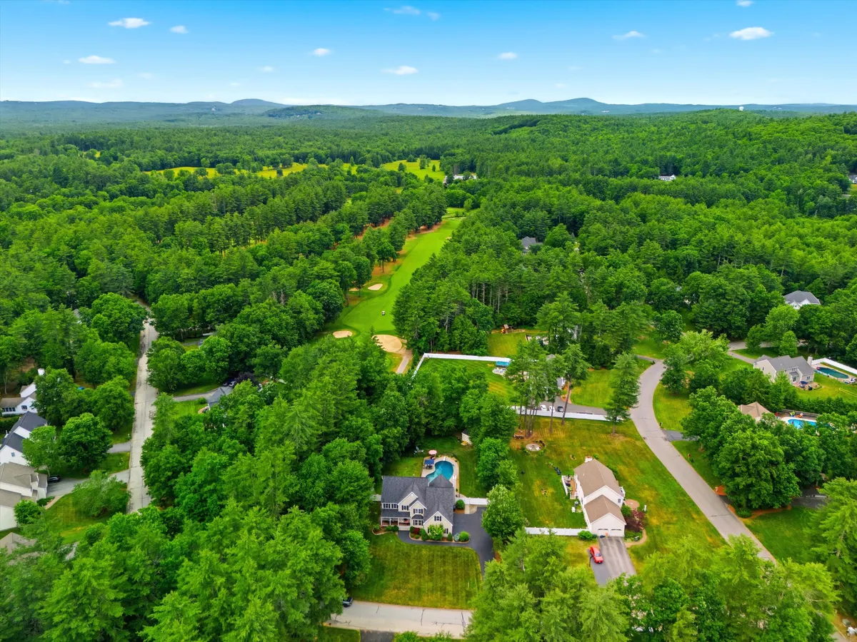 Aerial view of a Southern New Hampshire residential neighborhood